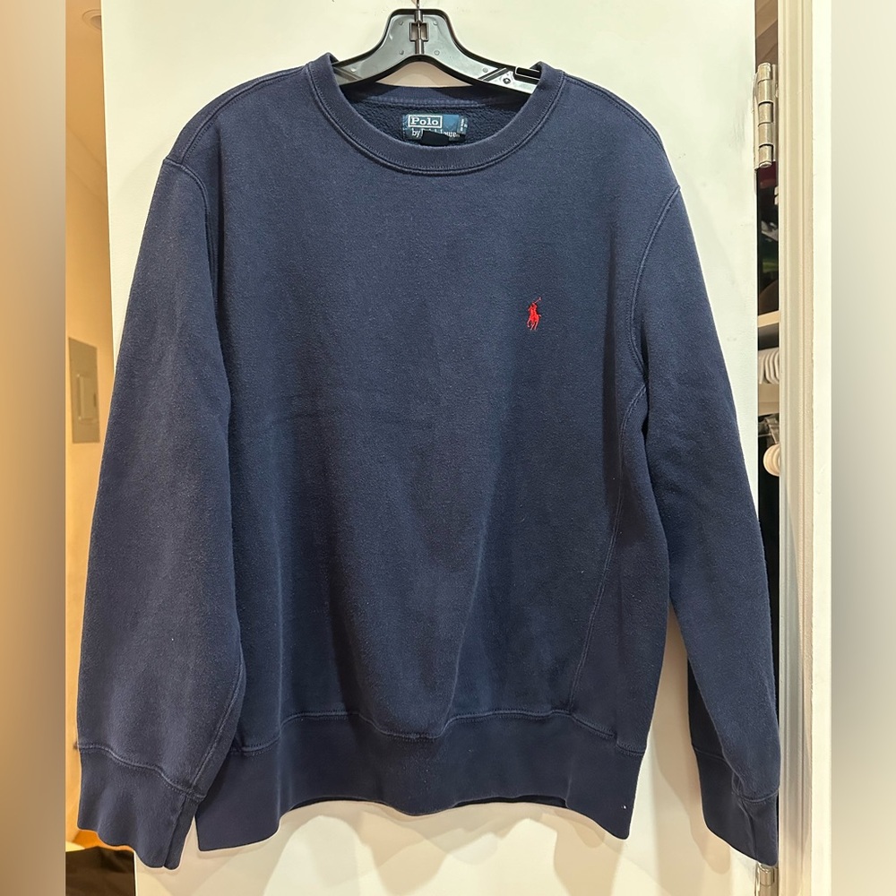 Vintage Navy Polo by Ralph Lauren Crew Neck Sweatshirt in Navy Size Large
